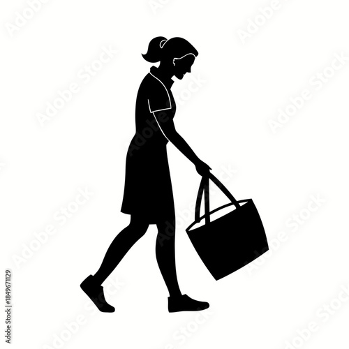 silhouette of woman with suitcase
