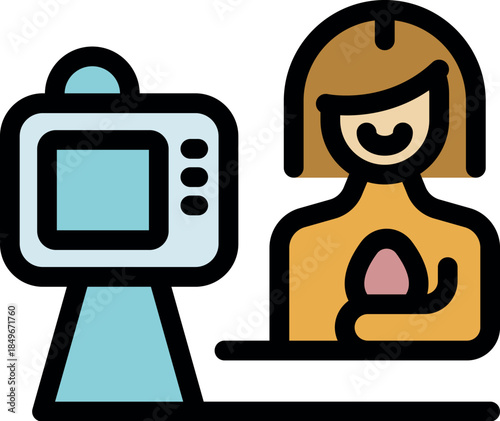 Food blogger holding an egg and recording video content for social media with a small camera and tripod