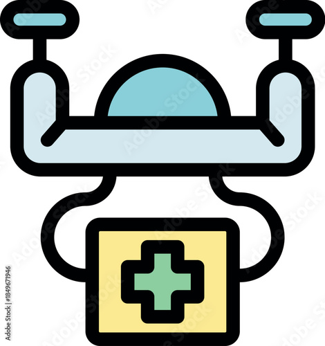 Medical drone quickly delivering a first aid kit, representing the future of healthcare with innovative technology