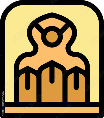 Colorful illustration of an ancient egyptian amulet depicting the god osiris on a pedestal