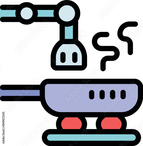 Robotic arm efficiently cooking on a stovetop