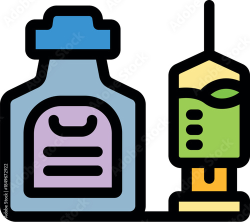 Medical syringe being filled with medicine from a bottle, representing vaccination, healthcare, and pharmaceutical industry