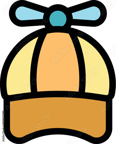 Colorful propeller hat spinning, providing a fun and refreshing way to beat the heat