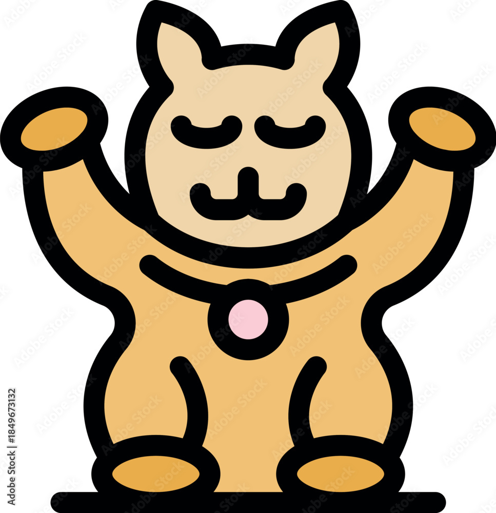 Fototapeta premium Adorable cartoon alpaca wearing clothes, raising paws, and sporting a cute necklace, perfect for children's illustrations and merchandise