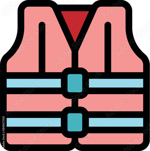 Close up of a pink life vest, essential safety equipment for water sports and boating, ensuring buoyancy and protection