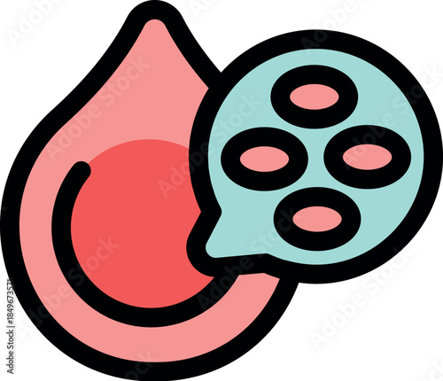 Red blood cells inside a blood drop representing hematology, healthcare, and medical research