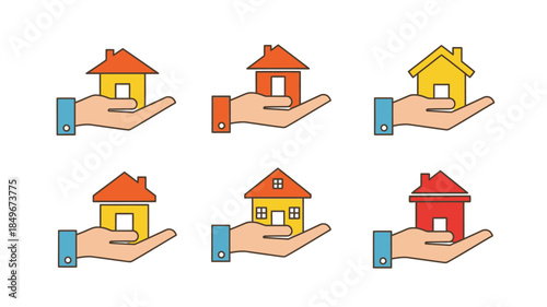 Hands holding colorful houses a visual representation of home and care