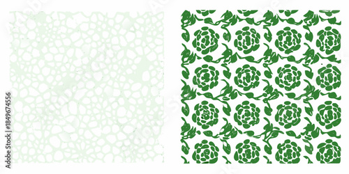 A comparison of two green patterns sparse and dense floral arrangements