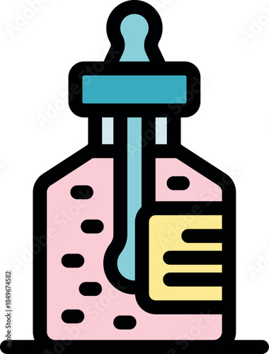 Pink dropper bottle containing medical cannabis extract with yellow label and pipette