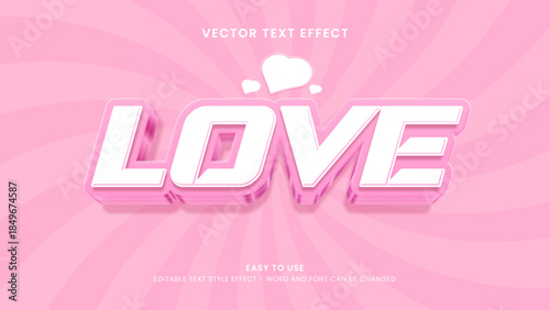 love editable text effect 3d vector 