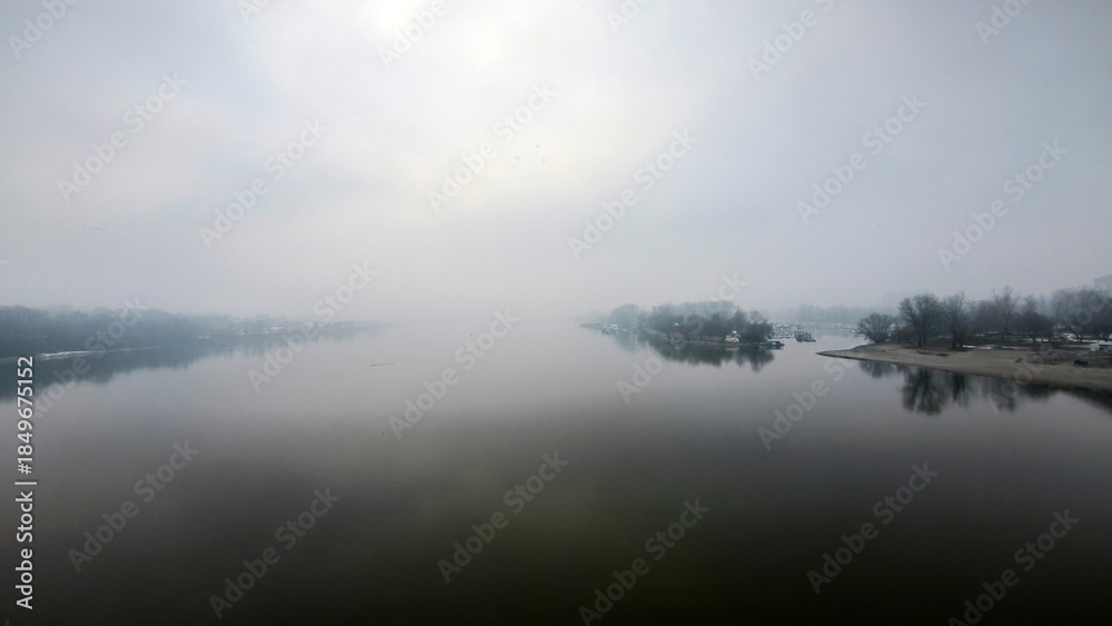 Fototapeta premium fog over the Danube river in Novi Sad