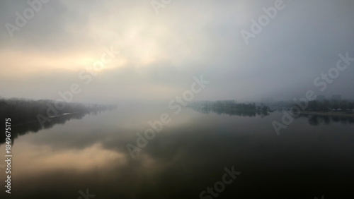 fog over the Danube river in Novi Sad