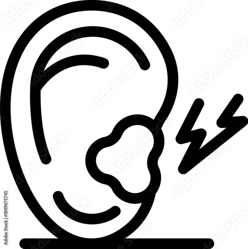 Sore ear with lightning, earache causing severe pain, medical problem with hearing