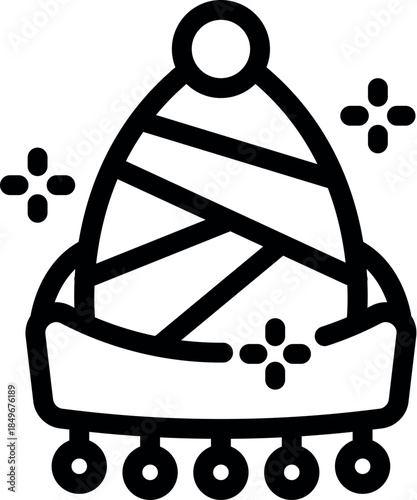 Warm and cozy woolen christmas hat with pompom and sparkles, perfect for celebrating winter holidays in style