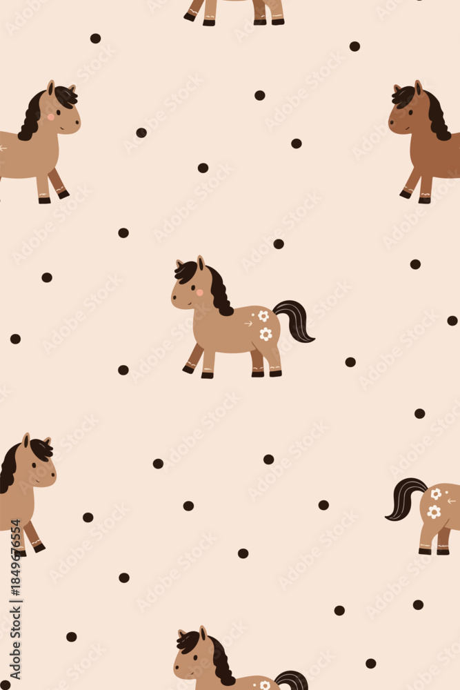 Naklejka premium Cute Horse Pattern