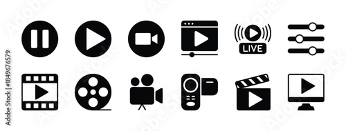 Media and Video Icons Set for Playback and Control