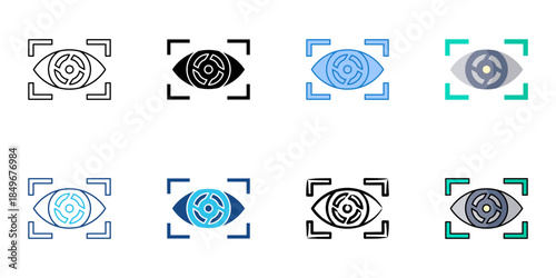 Retinal scan set multiple style vector collection. Editable stroke 
