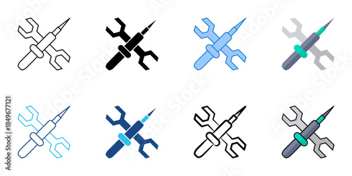 Tools set multiple style vector collection. Editable stroke 
