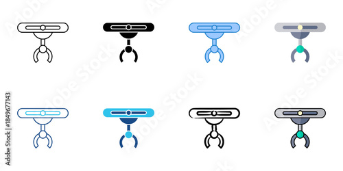 Crawler set multiple style vector collection. Editable stroke 
