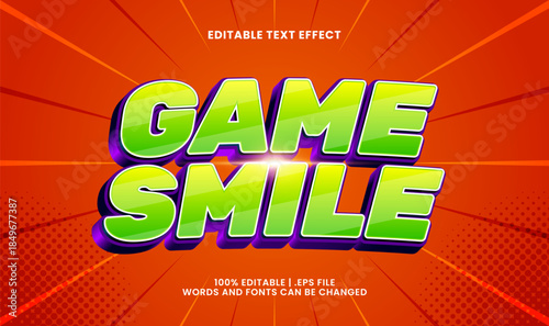 game smile colorful editable text effect for kids games