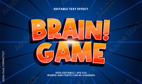 brain game colorful editable text effect for kids games