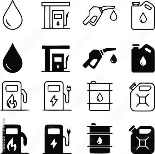 Fuel Icons: A collection of various fuel-related icons, offering a glimpse into the world of energy and transportation. 