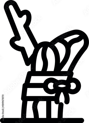 Wasabi plant growing in a pot decorated with ribbon bow, representing japanese culinary tradition and spicy flavor