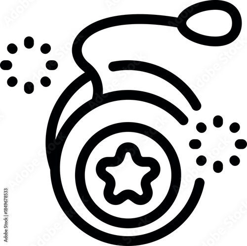 Yo yo toy spinning and creating sparkles, fun childhood game with star decoration