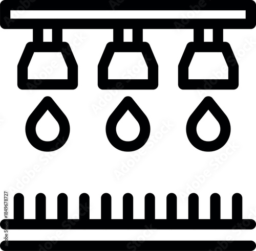 Watering system dripping water over plants in smart farm using hydroponics or aeroponics