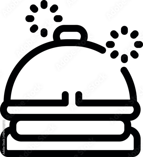 Restaurant cloche covering delicious burger emitting sparkles celebrating special culinary moment