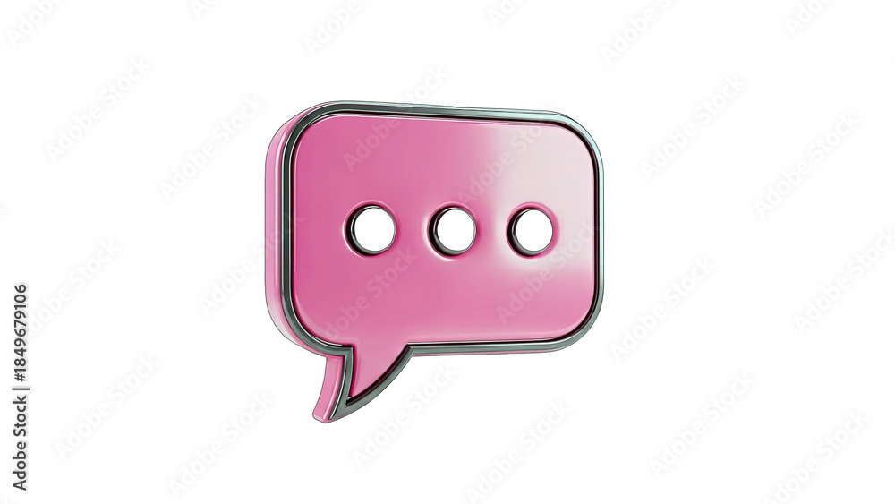 Fototapeta premium Pink Speech Bubble Icon on White Background