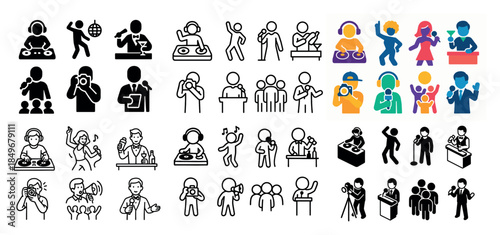 Party icons collection: dj, dance, music