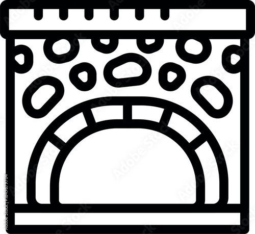 Traditional stone oven featuring an arch and decorative stones, perfect for baking pizzas, breads, and other culinary delights