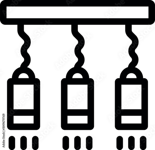 Three sleek hanging lamps casting a warm glow, enhancing the ambiance of a contemporary space