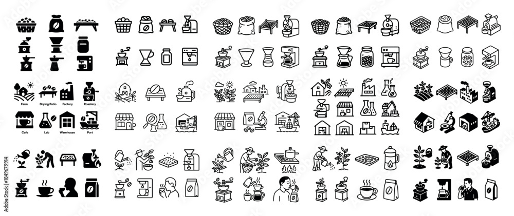 Fototapeta premium Coffee icons set with modern design