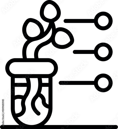 Plant growing in pot with analysis progress showing growth stages, suitable for biology and botany projects