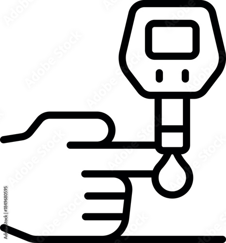 Hand using glucose meter for diabetes management and blood sugar control, healthcare and medical concept