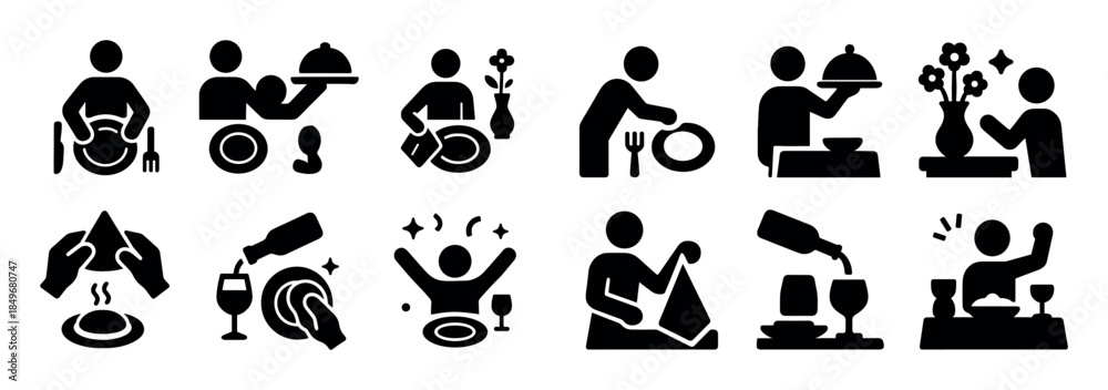 Fototapeta premium Table Setting Icon Grid