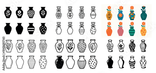 Colorful and monochrome vase designs