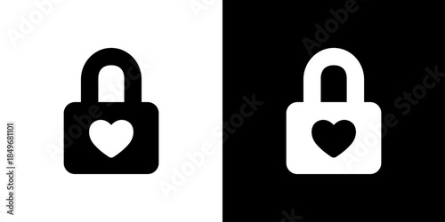 ハートの鍵のアイコンシンプルUIベクター