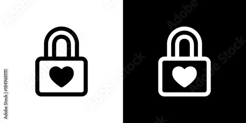 ハートの鍵のアイコンシンプルUIベクター
