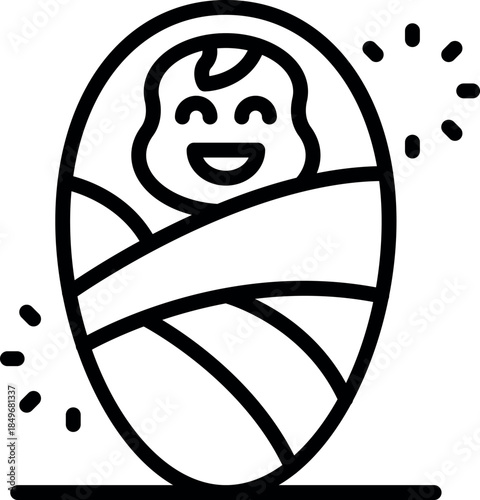 Adorable newborn baby wrapped in a blanket, smiling happily, ideal for projects related to parenting, childcare, and infancy