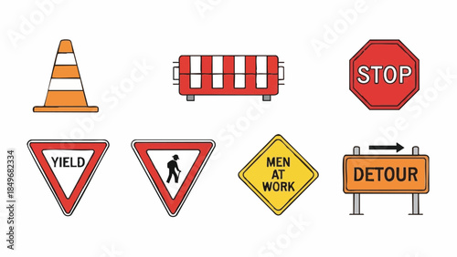 road signs traffic signs construction signs set.