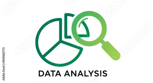 Magnifying glass over pie chart symbolizing data analysis and insights