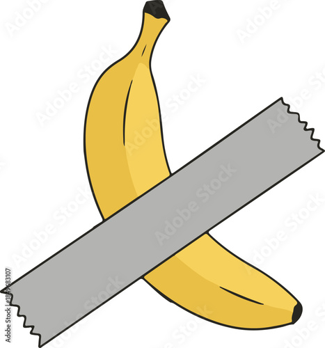 A banana crossed out by a gray diagonal bar, prohibitive and symbolic vector illustration

