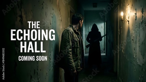 Man and Woman in Dark Corridor Scene.