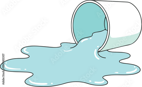 A spilled cup of light blue liquid, simple and accidental vector illustration

