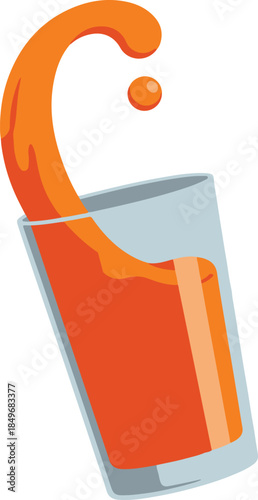 A glass of orange juice with a dynamic splash, vibrant and refreshing vector illustration

