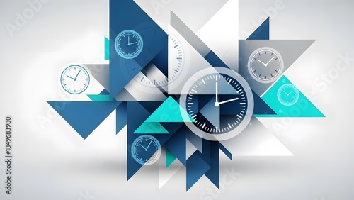 Time Management Clock Composition Modern Design.