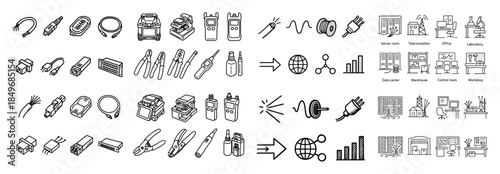 Technology icons and equipment overview